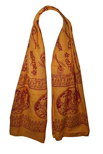 Odishabazaar Large Meditation Yoga Prayer Shawl - Sri Radhe Shyam Mantra(54x34 inch)