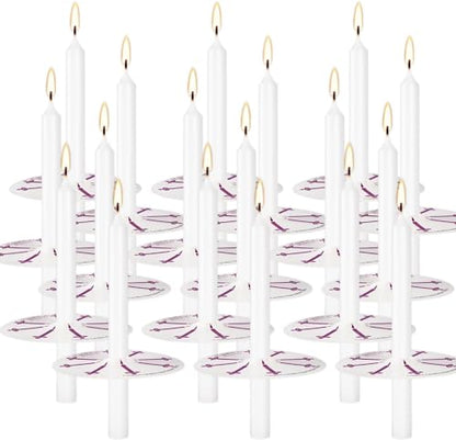 YOROXRG 100 pcs Church Candles with Drip Protectors for Devotional Candlelight Vigil Service, Unscented White 5" H X 1/2" D, No Smoke, Shabbat, Praye - color: White-5" 100