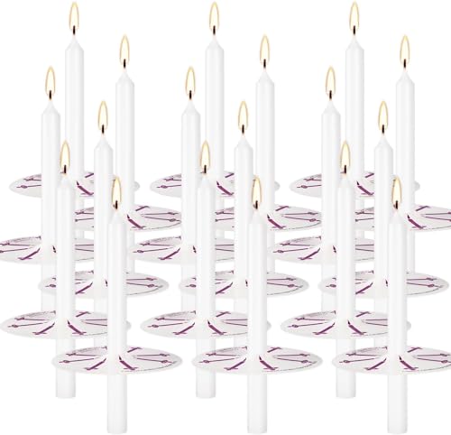 YOROXRG 200 pcs Church Candles with Drip Protectors for Devotional Candlelight Vigil Service, Unscented White 5" H X 1/2" D, No Smoke, Shabbat, Praye - color: White-5" 200