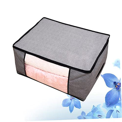 Cabilock Foldable Non-Woven Storage Bag for Quilts and Clothes Light Grey Sturdy Fabric Zipper Closure for Organizing Bedding and Apparel