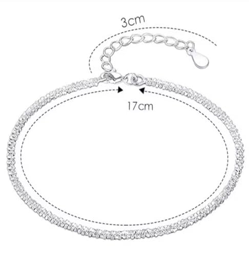 Dainty Adjustable Bracelet for Women - 14K White Gold Plated Stackable Link Chain, Minimalist Simple Jewelry