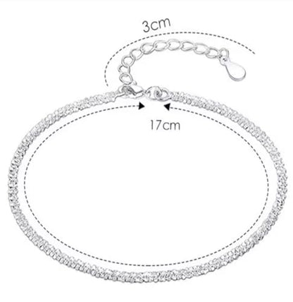 Dainty Adjustable Bracelet for Women - 14K White Gold Plated Stackable Link Chain, Minimalist Simple Jewelry