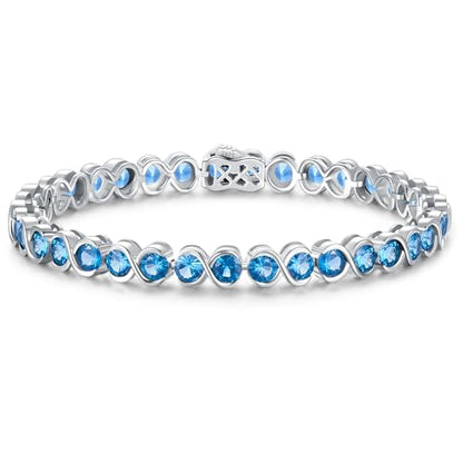 Birthstone Bracelets for Women, Sterling Silver 7 Inch Infinity Tennis Bracelet, Wedding Anniversary Birthday Jewelry Gifts for Women Wife Girlfriend Mom Her - color: 12-Dec-Swiss Blue Topaz