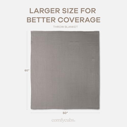 Comfy Cubs 100% Cotton Waffle Weave Throw Blanket Breathable Skin-Friendly Soft Lightweight Blankets - Perfect Warm Textured Blanket Layer - Size for Couch Bed & Sofa (Charcoal, 50" X 60") - color: Charcoal, size: 50" X 60"