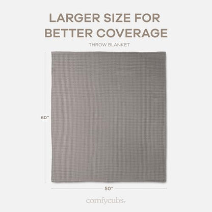 Comfy Cubs 100% Cotton Waffle Weave Throw Blanket Breathable Skin-Friendly Soft Lightweight Blankets - Perfect Warm Textured Blanket Layer - Size for Couch Bed & Sofa (Charcoal, 50" X 60") - color: Charcoal, size: 50" X 60"