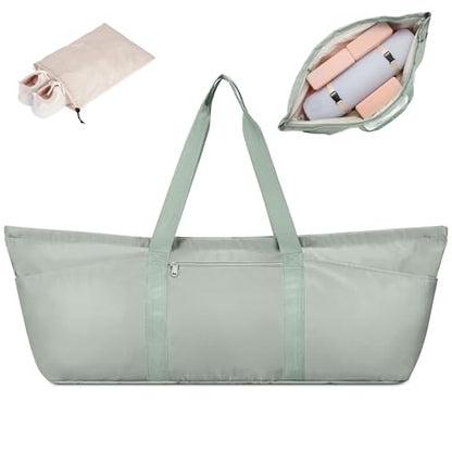 Large Yoga Mat Bag with Shoes Compartment and Wet Pocket Ladies Pilates Gym Tote Bag with Yoga Mat Holder Strap for Women Men Workout Carrier Stuff Accessories - color: Green