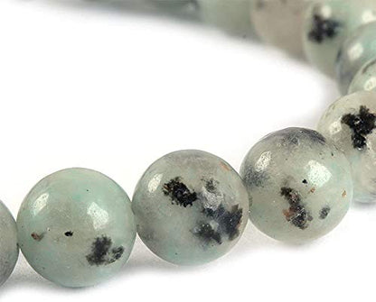 Angelstones Handmade Natural Healing Gemstone 8mm Round Beads Stretch Crystal Bracelet 7 Inch Unisex - color: Kiwi Jasper