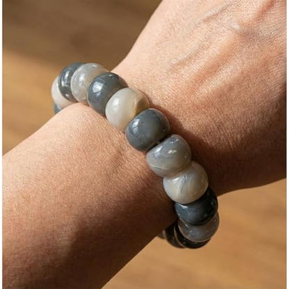 Roe Dolph Bodhi Bead Fidget Anxiety Bracelet for Women Men Chunky Stretch Beaded Mindful Jewelry Daily Reminder Gift for Mom Wife Friend - color: A9:grey