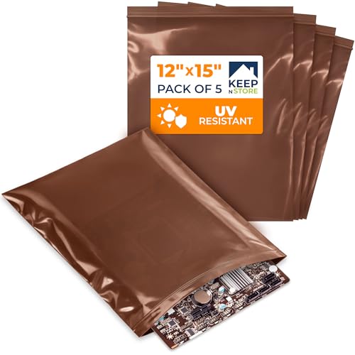 12"x 15" UV Protective Amber Zip Bags, Pack of 5 - Resealable Light-Blocking Plastic Bags for Packaging Light-Sensitive Products, Heavy Duty 3 mil Thick, Moisture Resistant Storage - size: 12"W x 15"L, style: Pack of 5