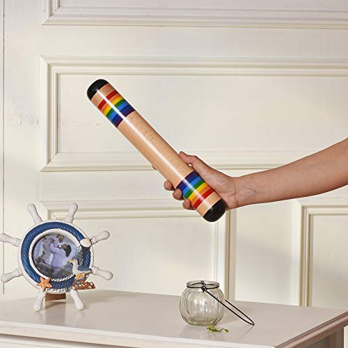 TDOCK 13.8 Inch Rain Stick, Wooden Rain Maker Rattle Shaker Rainfall Tube, Musical Sensory Auditory Development Instrument for Babies, Toddlers and Kids
