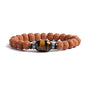COLORFUL BLING Natural Stone Tibetan Mala Rudraksha Seeds Bracelet for Meditation Beads Prayer Charm Wrist Bracelets Buddha Prayer Yoga Mediation Jewelry - color: tiger eye