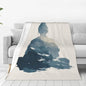 Abstract Female Silhouette in Seated Meditation Blanket Anti Pilling Throw Fleece Flannel Lightweight Cozy Bedspread Living Room Women Adults and Kids Bed Sofa 40"X30"