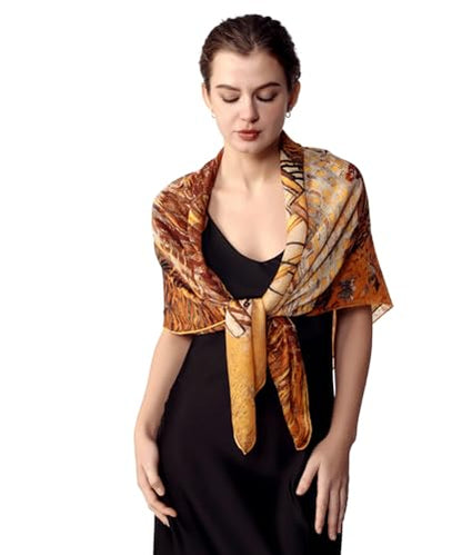 PoeticEHome Cashmere Scarf Wrap 36"x36" - Featherlight & Wrinkle-Free Artistic Square Shawl for Travel & Office, Gift Ready - color: Bridge at Arles - 36"