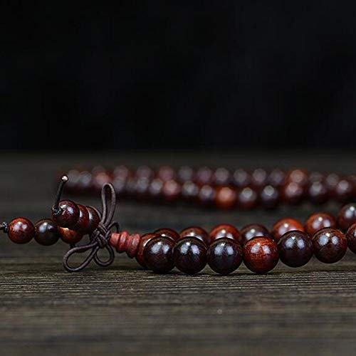 JAJAFOOK 8mm 108 Mala Meditation Beads Tibetan Buddhism Natural Fragrant Mahogany Prayer Beads Round Polished Rosary for Men Women, 8MM - style: 08mm