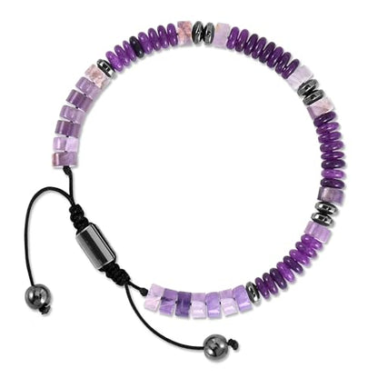 VIBILIA Healing Crystal Bracelets Beaded Bracelets for Men Women Natural Stone Adjustable Bracelets Unique Gifts for Father Son Grandfather Brother Friend - color: Amethyst