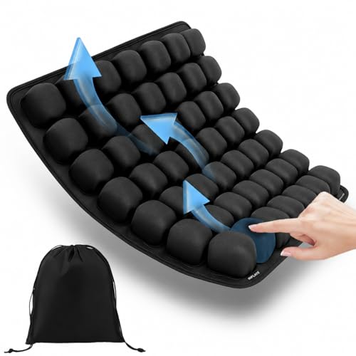Inflatable Seat Cushion, Airplane Seat Cushion for Long Flights – Breathable 3D Air Cell Cushion，Suitable for Long Flights Office, Wheelchair, Cars,Easy to Carry,Charcoal - color: Charcoal
