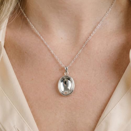 B BBPM Worry Stone Necklace Silver Necklace for Women Fidget Jewelry Anxiety Relief Peaceful Thumb Pendant Necklace Meditation Relaxation Stress Relief Gift for Women