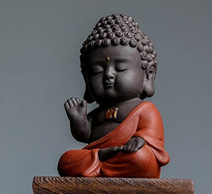 DMtse Buddha Zen Meditation Sitting Ceramic Figurines for Home Decor Accents, Living Room Bedroom Office Decoration Bookshelf TV Stand Decoration Tea Ceremony Sculptures Collection