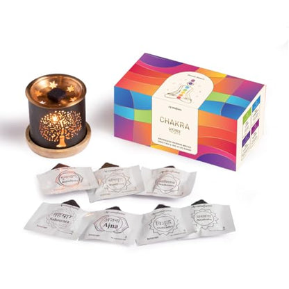 7 Chakra Incense Brick Gift Set by Aromafume | 14 Bricks & Tree of Life Exotic Burner | Smokeless Incense Set for Chakra Balance | Yoga & Meditation Gifts | Incense Kit for Plexus, Root & More - color: Starter Kit W/ Tree of Life