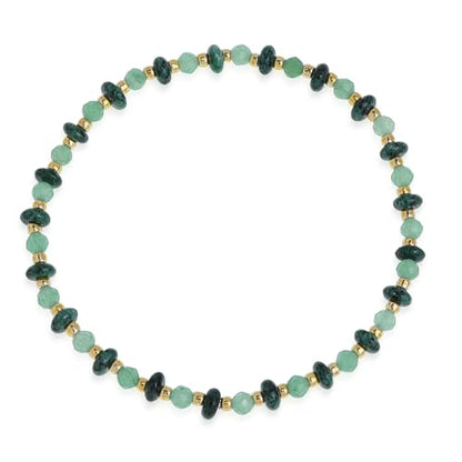 Gold Beaded Gemstone Bracelets for Women, Boho Handmade Stackable Natural Stone Labradorite Beads Bracelet Prom Jewelry Gift. - color: Green