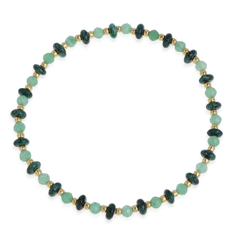 Gold Beaded Gemstone Bracelets for Women, Boho Handmade Stackable Natural Stone Labradorite Beads Bracelet Prom Jewelry Gift. - color: Green