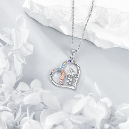 YFN Daughter Gifts from Dad 925 Sterling Silver Daughters Heart Necklace Birthday Christmas - color: Father Daughter Necklace01
