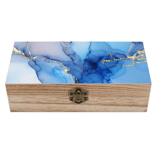 Marble Texture Wooden Storage Box Decorative Trinket Keepsake Box Wood Jewelry Organizer Box for Bedroom Office with Hinged Lid And Front Clasp - color: style-16