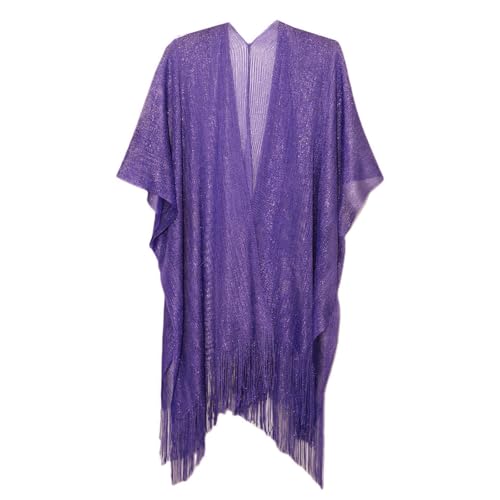 Sparkle Metallic Evening Shawls for Women formal Party Dresses Beach Travel Cardigan Shawl Wrap for Swimsuit - color: K-dark Purple