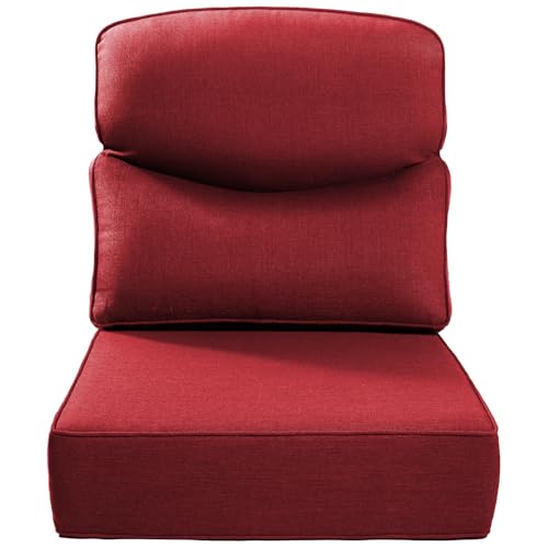 Luxury 24x24x6 Inch Smile Outdoor Cushions - 1 Set Deep Seat Water-Resistant Patio Furniture Replacement Cushion for Wicker Rattan Wood Metal Chair Glider Rocker Loveseat Sofa - Red - color: Red/Smile, size: 24x24x6"(Regular Back)