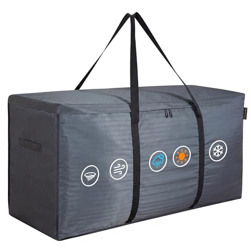 storagebag Patio Cushion Storage Bag, Outdoor Cushion Storage Bag,Waterproof Extra Large Furniture Storage Bag with Handle and Zipper, 48in L x 16in W x 22in H - color: grey