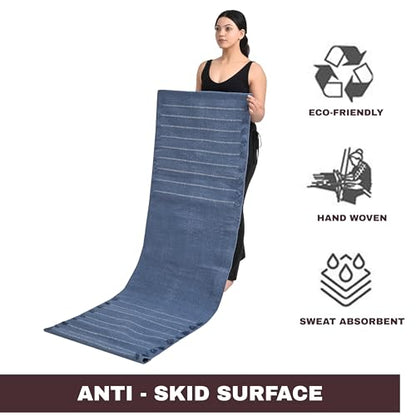 Sivi Herbal Organic Cotton Yoga Mat - Eco-Friendly Hand-Woven Non-Slip Rug - Thick & Comfortable (24”x72”x5mm) for Home Fitness & Yoga - color: Indigo Moon