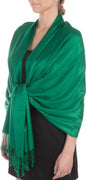 Sakkas Large Soft Silky Pashmina Shawl Wrap Scarf in Solid Colors - color: Emerald Green
