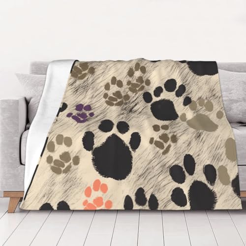 Dog Paws Print 2 Prints Throw Blanket (280g Flannel) Anti-Pilling Warm Fuzzy Blankets for Bed Sofa Couch Travel 50x40 Inch - color: Dog Paws Print 2, size: 50x40 Inch
