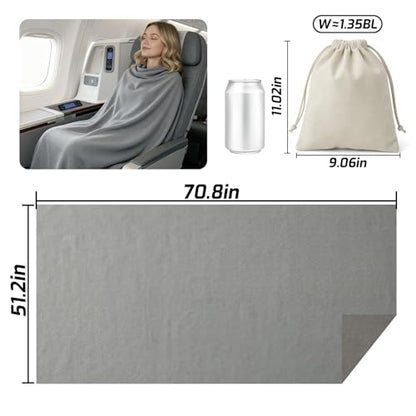 Travel Blanket Airplane - Ultra Soft & Lightweight Knit Design Compact Airplane Blanket,53x72 Inch,Stylish Travel Shawl Wraps for Flights,Office,Home Use,Travel Essentials & Gifts (Grey) - color: Grey