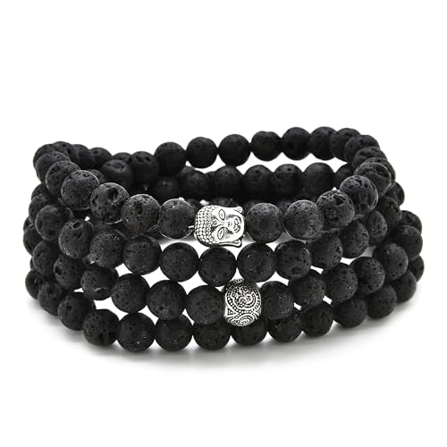 Buddha Charm Meditation Jewelry of 108 Mala Prayer Beads Bracelet or Necklace - style: Lava