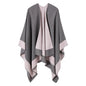 Women's Shawl Wrap Poncho Cape Cardigan Open Front Coat Shawl Wrap Scarf for Spring Fall Winter - color: Grey Pink