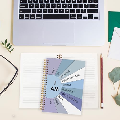 BearCake Positive Affirmations Gifts, Inspirational Motivational Notebook Journal, Boho Sunshine Notebook Journal, Inspirational Gifts for Women, I am Brave Kind Hardcover Spiral Notebook 5.5x8.3 Purple - color: physiotherapy-blue I am