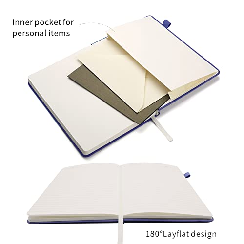 Lined Journal Notebooks with Pen Loop, Hardcover Notebook Journal for Work, 100Gsm Premium Thick Paper with Inner Pocket, Medium 5.7"x8.4", （Purple, Ruled） - color: Purple