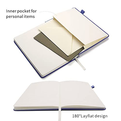 Lined Journal Notebooks with Pen Loop, Hardcover Notebook Journal for Work, 100Gsm Premium Thick Paper with Inner Pocket, Medium 5.7"x8.4", （Purple, Ruled） - color: Purple