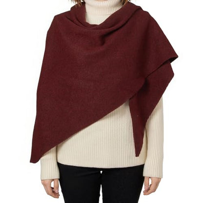 RIIQIICHY Shawl Wrap Women Pashmina Triangle Cape Knit Sweater Scarf for Fall Winter Fashion Accessory - color: Dark Red