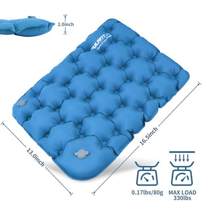 EULANT Inflatable Push-Press Seat Cushion,Lightweight Camping Air Sitting Pad,Portable Travel Air Cushion for Stadium Seat,Bleacher,Hiking,Climbing,Office,Airplane Car, Upgraded-blue