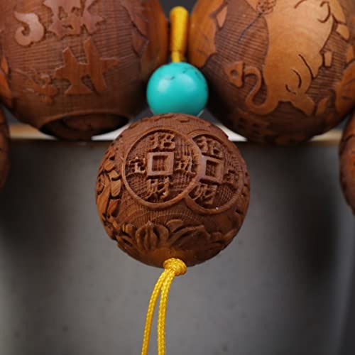 Zen Dear Unisex Thuja Sutchuenensis Wood Beads Wooden Bracelet Necklace Prayer Mala Wristband Bracelet - style: 25mm 10 Carving Beads