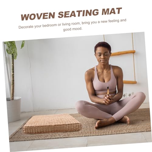 Cabilock Woven Floor Cushion Handmade Straw Meditation Pillow for Living Bedroom Yoga and Comfortable Floor Seat Mat Present for Home Decor