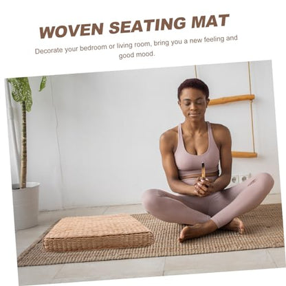 Cabilock Woven Floor Cushion Handmade Straw Meditation Pillow for Living Bedroom Yoga and Comfortable Floor Seat Mat Present for Home Decor