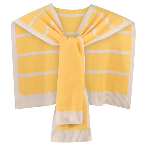 Sweater Shawl Wraps for Women Fashion Knitted Shoulder Shawls Ponchos Travel Casual Sweaters Scarf Cape Wraps - color: 09 Yellow/Khaki Stripe