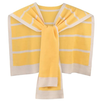 Sweater Shawl Wraps for Women Fashion Knitted Shoulder Shawls Ponchos Travel Casual Sweaters Scarf Cape Wraps - color: 09 Yellow/Khaki Stripe