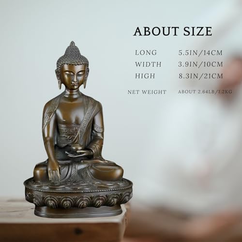 8.3IN/21CM Bronze Shakyamuni Buddha – Handcrafted Lost-Wax Cast Meditation Statue, Sacred Artwork for Zen Altars, Luxury Homes & Meaningful Spiritual Gifts - color: 8.3in Shakyamuni