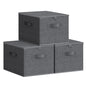 SONGMICS Foldable Storage Organizer Boxes, Set of 3 Storage Basket Bins with Lids, Handles, Clothes Organizer, 15.7 x 11.8 x 9.8 Inches, Non-Woven Fabric, Slate Gray URYZB03G