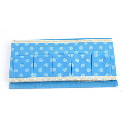 Ruilogod Fabric Rectangular Dot Pattern Household Bedroom Storage Bag Organizer Blue White (id: 7c3 099 649 152 94b