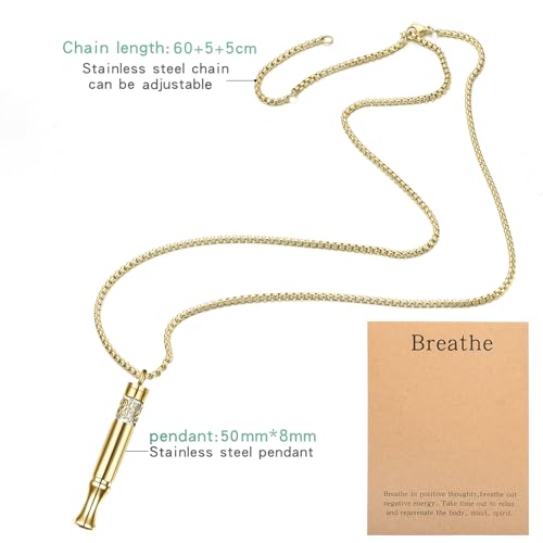 Anxiety Relief Pendant Mindfulness Breathing Necklace - Essential Oil Diffuser & Personal Inhaler Aromatherapy Necklaces for Women & Men (Gold) - color: Gold